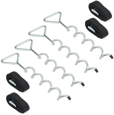 Set van 4 Trampoline Ankers met Straps - 15,7 Inch Verankering voor Trampolines, Schommels en Tenten, Gegalvaniseerd Grondanker voor Stabiliteit