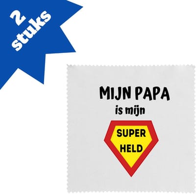 Akyol - mijn papa is mijn superheld brillendoekjes - Vader - super papa - vader cadeautjes - vaderdag - verjaardag - geschenk - kado - 17,8 bij 17,8 cm - 2 stuks