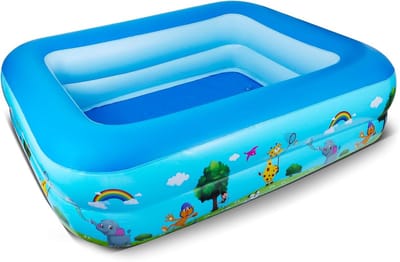 SnelShoppen - Kinderzwembad 115 x 83 x 33 cm - Opblaasbaar Zwembad Badje - Rechthoekig Voor Binnen en Buiten - Geschikt Voor Kinderen - Perfect Voor T