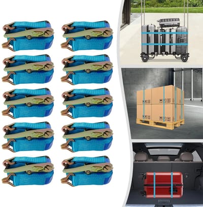 Dailygoods 6/8/10 m spanbanden, 5000 kg spanbanden met haken, ratelriemen voor professionele vrachtfixatie
