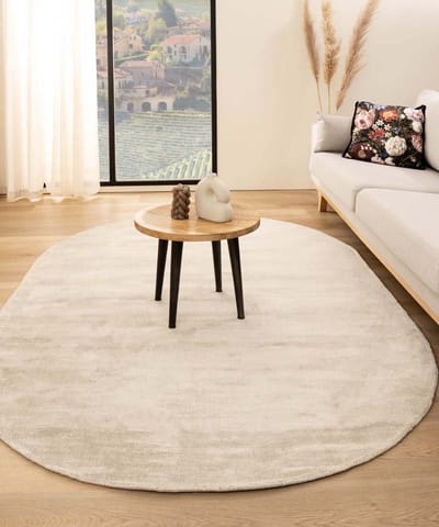 Viscose vloerkleed ovaal - Glamour ivoor 120x180