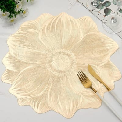 Ronde placemats - 6 stuks - Lotusbloem placemats - 38 cm tafelmatten - Goud