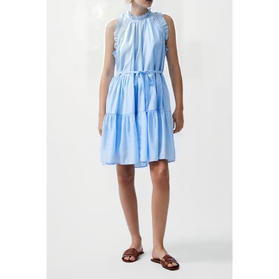 French Connection Emily Tiered Flared Dress Blue Size: XS | Mini Dresses Outlet | Dames | Blauw