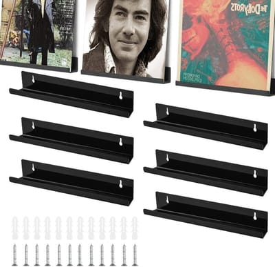 Muurbeugel voor Vinylplaten - Acryl Plank voor LP's en Foto's - Set van 6 - 30.5 x 4.3 x 4.5 cm - Vinyl Record Organizer en Albumhouder