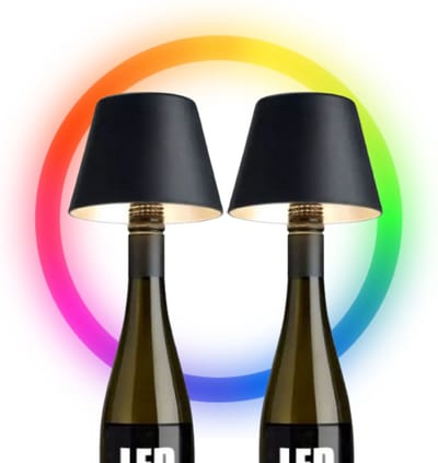 2 Stuks - Oplaadbare Flessenlamp - Tafellamp - Dimbaar - Aluminium - Waterdicht - Zwart - RGBWW