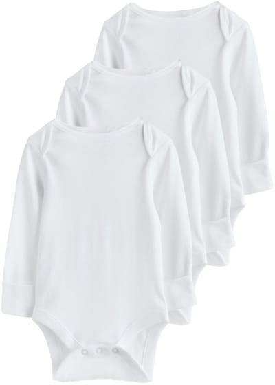 Next - Pasgeboren unisex - Verpakking van 3 huidvriendelijke babyrompertjes met lange mouwen - Wit