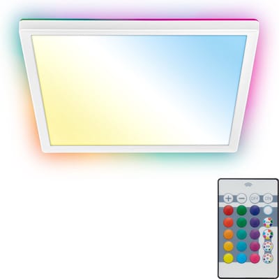 B.K.LICHT - LED Plafondlamp - met afstandsbediening - met RGBIC - plafonniére met achtergrondverlichting - CCT - dimbaar - 29x29x3 cm - wit