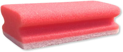 Schuursponzen 100 stuks met greep rood - krasvrije schoonmaakspons - 153x69x42mm. - made in EU