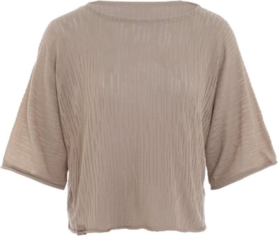 Knit Factory Jose Dames Trui - Damestrui voor Lente en Zomer - Dames top - Halflange mouw - Fijn gebreide trui - Wijde trui - T-shirt - Linnen - 36/42 - One Size