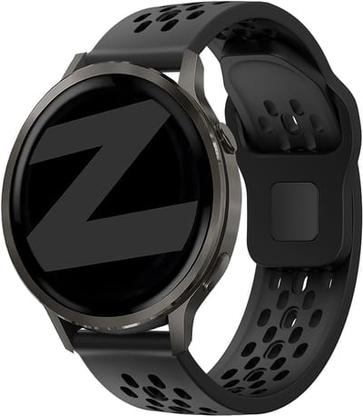Bandz Siliconen 'Air' bandje geschikt voor Garmin Vivoactive 6 / 5 / 3 / Vivomove / 3 / HR / Style / Luxe / Sport / Trend / Forerunner 645 / 570 / 245 / 170 / 165 / 70 / 55 / Venu / SQ / SQ2 / 2 Plus / Approach S12 / S40 / S42 / S44 / S50 - Zwart