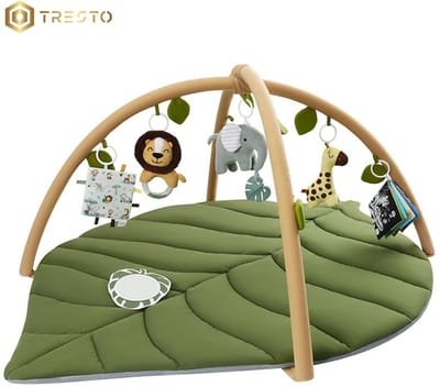 TRESTO - Babygym - jungle speelmat - leerzaam - 0 tot 2,5 jaar - blad design - dieren - speelkleed - 2 in 1