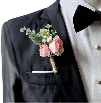 Bruiloft Corsage - Polsbloemen - Feestelijke Decoratie - Elegante Kunstbloemen - 3.5 x 9 cm - Roze