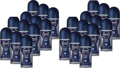 Nivea Deo Roll-On For Men Cool Kick FM 50 ml - Voordeelverpakking 24 stuks