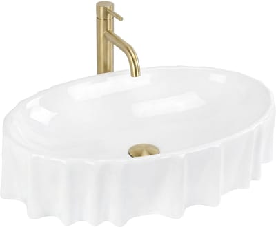 Rea - Opzetwastafel Aurelia Sanitair Keramiek, Wit, Ovaal, Op Maat Gemaakt - 60 x 40 x 1,4 cm