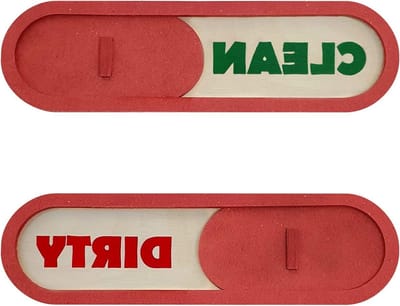 Magneet Vaatwasser - Indicator Bordje - Aangeven Status - Houten Schuifindicator - 11 cm - Rood