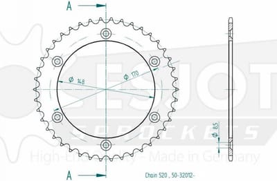 Couronne de transmission Esjot pour Moto Cagiva 350 T4 R 1987 à 1991 42 dents pas 520 Ø148mm Neuf