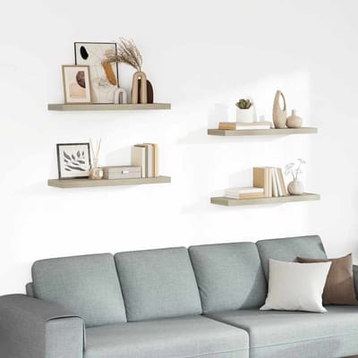 vidaXL - Wandschappen - zwevend - 4 - st - 80x23,5x3,8 - cm - MDF - eikenkleurig