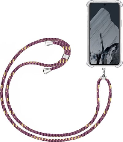 Telefoonkoord + Hoesje Geschikt voor Google Pixel 8 - Lengte Verstelbaar - Telefoonketting - Shock Proof Case - Paars
