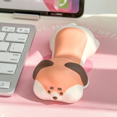 Ergonomische traagschuim polssteun hond print | Zacht PU materiaal met langzame terugvering | Comfortabele ondersteuning voor muis en bureau | Leuk kantooraccessoire