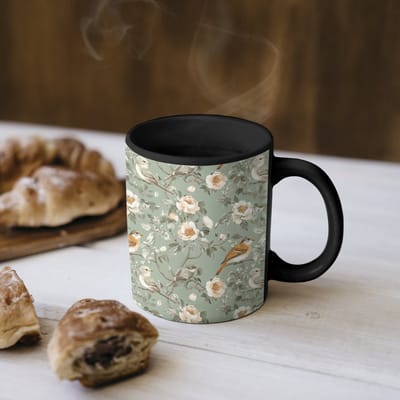 Magische Mok - Foto op Warmte Mokken - Koffiemok - Roze - Vogels - Kleurrijk - Magic Mok - Beker - 350 ML - Theemok