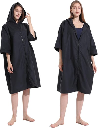 Surf Poncho met capuchon, microvezel badponcho voor dames en heren, sneldrogend, absorberend handdoekponcho voor het strand, omkleedhulp, watersport