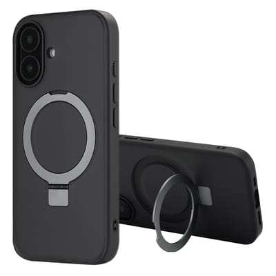 Accezz Hoesje - Geschikt voor Apple iPhone 16 - Ring Stand Backcover geschikt voor MagSafe - Zwart