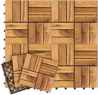 Houten Tegels voor Balkon en Terras - 30 x 30 cm, 55 Stuks, Antislip en Eenvoudige Installatie