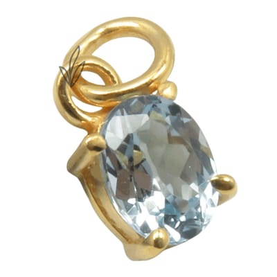 Natuursieraad - 925 sterling zilver blauwe topaas edelsteen ketting hanger goldplated - edelsteen sieraden