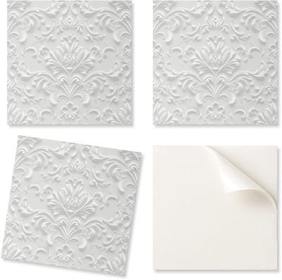 Set zelfklevende PVC-tegels met elegant reliëfpatroon, 20x20x20 cm