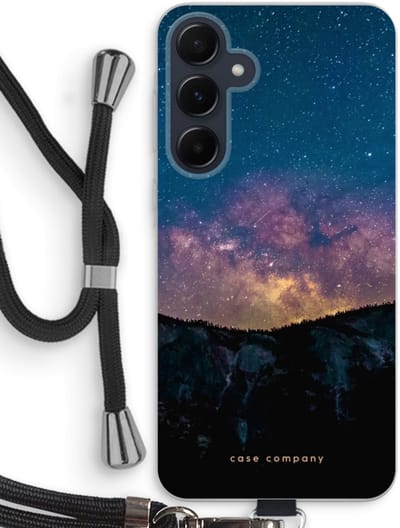 Case Company® - Hoesje met koord geschikt voor Samsung Galaxy A55 hoesje met Koord - Travel to space - Telefoonhoesje met Zwart Koord - Bescherming aan alle Kanten en Over de Schermrand