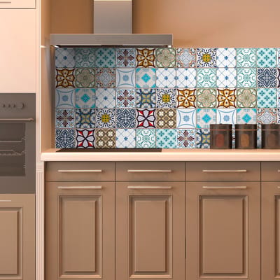 Zelfklevende tegelmuurstickers voor keuken en badkamer - 16 artistieke Azulejo mozaïektegelstickers - 16 stickers 10x10cm