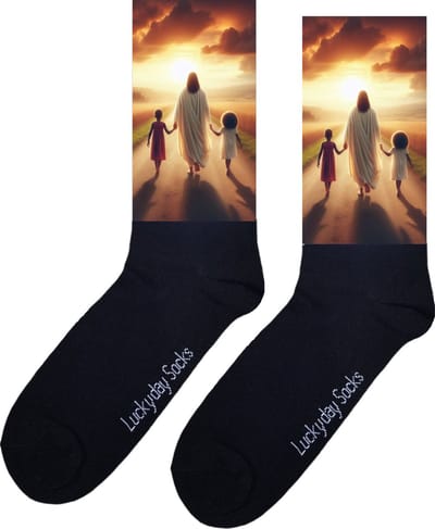 Jezus - Opkikker - Grappige sokken - Valentijn cadeau - Verjaardagscadeau - Herder - Geloof - Leuke sokken - Vrolijke sokken - Cadeautje - Bidden - Kerstsokken - Vaderdag - Moederdag - Kerstcadeau - Voetstappen - Kinderen - Socks maken Happy - 37-44