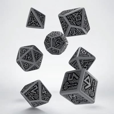 Q-Workshop Dwarven - Grijze & Zwarte Dobbelstenen Set (7)