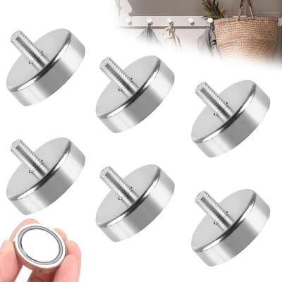 Super sterke neodymium magneten met M6 draad - 6 stuks ronde magneten Ø 25 mm, krachtige bevestigingsoplossingen met 36 kg hechtkracht