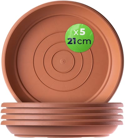 KADAX Ronde Bloempot Schotel 21 cm Balkon Terras Vensterbank Terracotta 5 stuks.