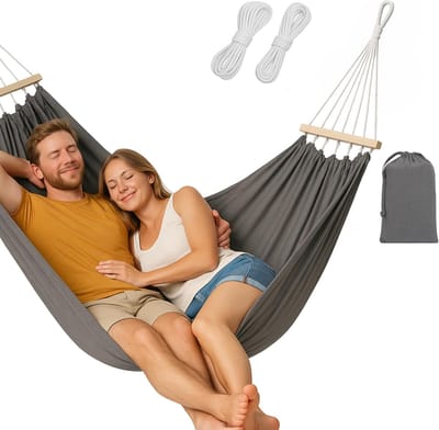 Grote Tuin Hangmat - Ontspan Mat - Buiten Relaxen - Extra Sterke Katoenmix - 150x280cm XXL - Grijs