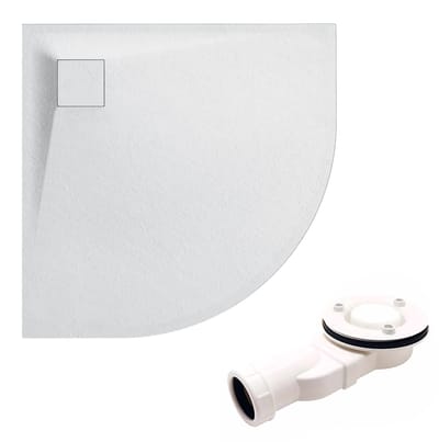 Bad Land VIDAR douchebak - kwartrond - 80 x 80 x 3,2 cm - wit - met afvoerset