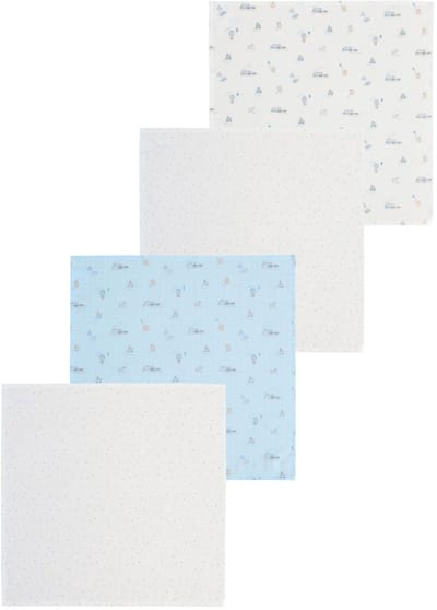 Next - Pasgeboren unisex - Set van 4 babymousseline-doekjes - Blauw