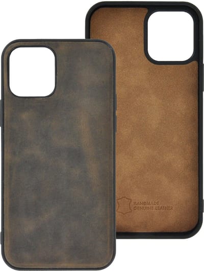 iPhone 12 Pro Max Hoesje - iPhone 12 Pro Max hoesje Echt leer Back Cover P Case Antiek Bruin