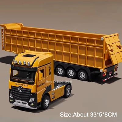 1:50 Modèle de Camion Benne Lourd en Alliage Ville Remorque Camion à Ordures Camion de Transport Modèles Jouet Voiture Son Lumière Cadeaux pour Enfants
