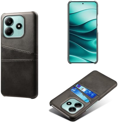 MobyDefend Hoesje - Geschikt voor Xiaomi Redmi Note 14 5G - Lederen Backcover Met Vakjes Pasjes - Zwart