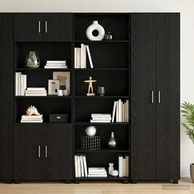 vidaXL - Dressoir - Zwart - eiken - 70 - x - 41 - x - 185 - cm - Bewerkt - hout