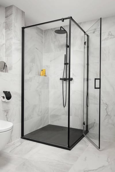 Ben meteora Douchecabine - Rechtsdraaiend - 90x90x200 cm - Veiligheidsglas - Mat Zwart - Douchewand