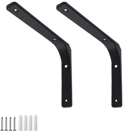 Dailygoods- Plankbeugel Zware Wandmontage - Plankdragers Zwart - Inklapbare Plankdrager - L-vormig - 7,5x7,5 cm - Afgeronde Hoeken voor Veiligheid