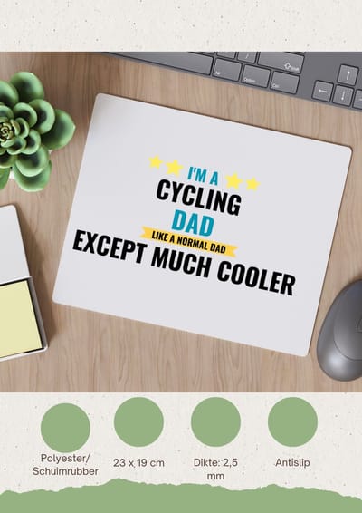 Akyol - i'm a cycling dad like a normal dad except much cooler Muismat - Papa - vader die houdt van fietsen - vader cadeautjes - vaderdag - verjaardagscadeau - verjaardag - cadeau - geschenk - kado - gift - vader artikelen - 23 bij 19 cm