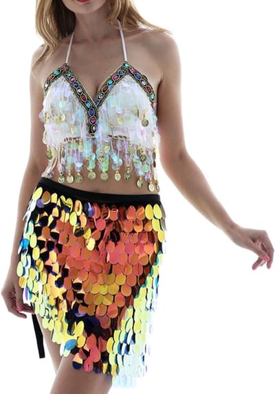 Bellydance Heuprok met Pailletten voor Dames - Mermaids, Rave en Carnavalskostuum voor Feestjes