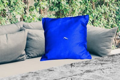 Sierkussen Buiten - Vintage - Blauw - Vrouw - 60x60 cm - Weerbestendig