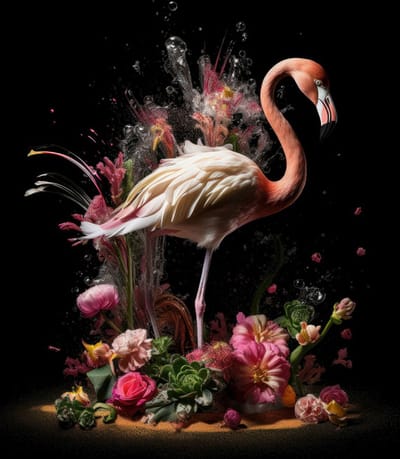 Glasschilderij 80x120x0.4 Flamingo
