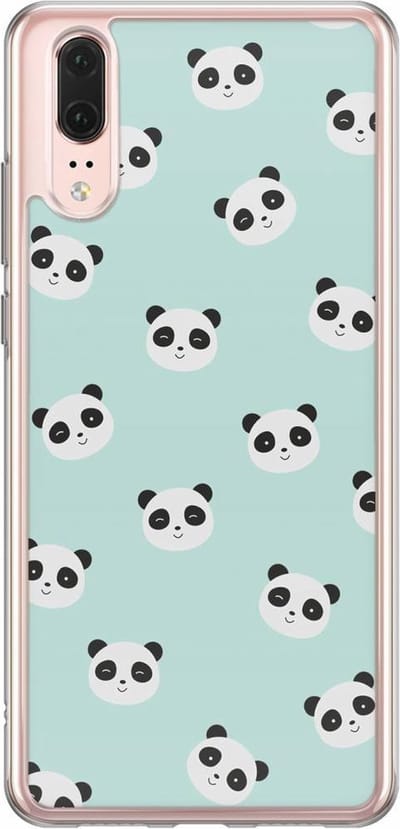 Casimoda® hoesje - Geschikt voor Huawei P20 - Panda Print - Siliconen/TPU - Soft Case - Mint - Panda