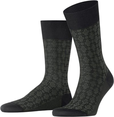 FALKE Artwork Tie gedessineerd katoen sokken heren zwart - maat 43-44